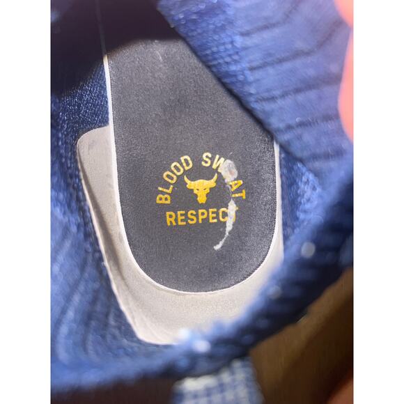 UNDER ARMOUR PROJECT ROCK 1 SNEAKERS NAVY/YELLOW HIGH TOP SHOES 11.5 - Picture 8 of 8